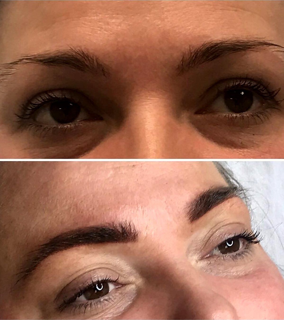 Brows before and after permanent makeup