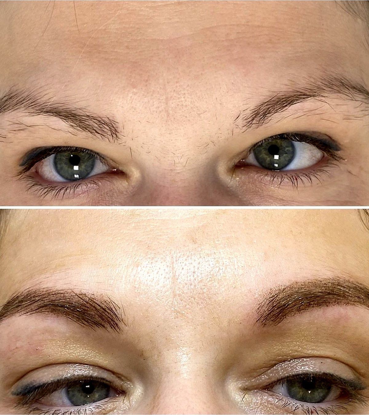 Sparse brows before and after permanent makeup