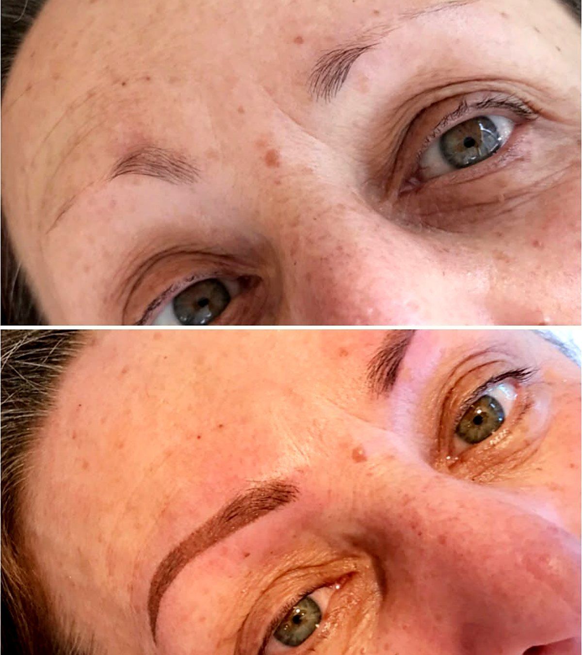 Faded brows before and after permanent makeup