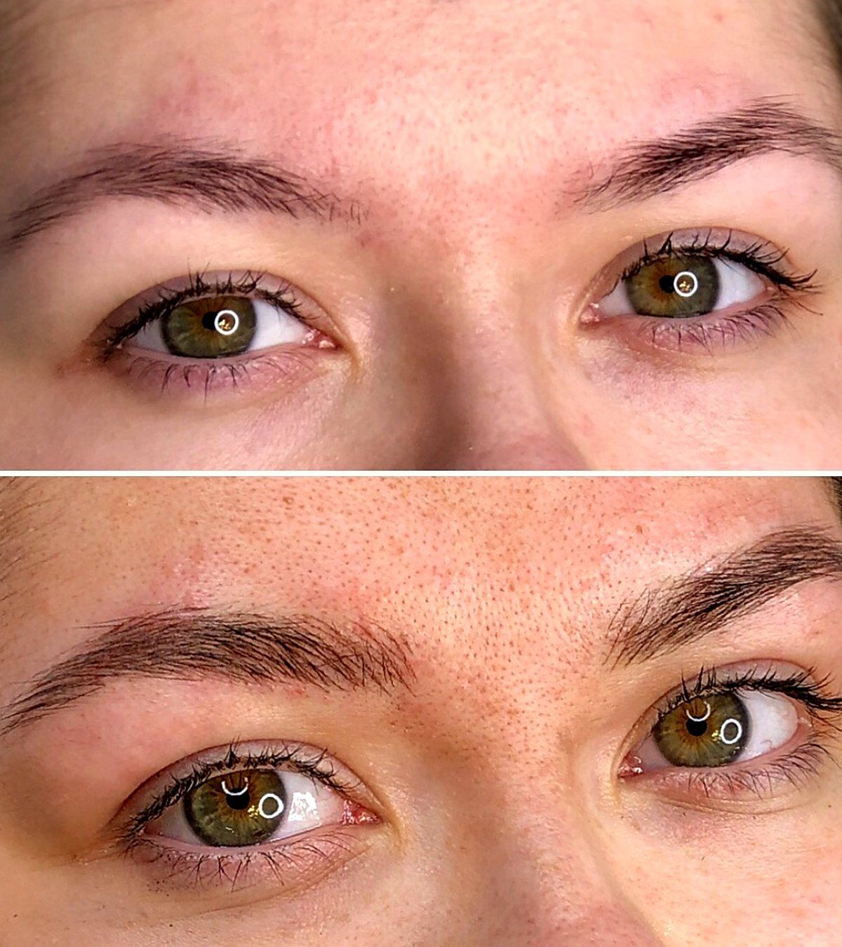 Brows before and after permanent makeup