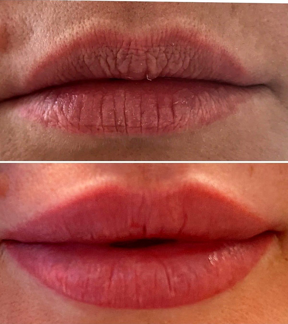 Lips before and after permanent makeup