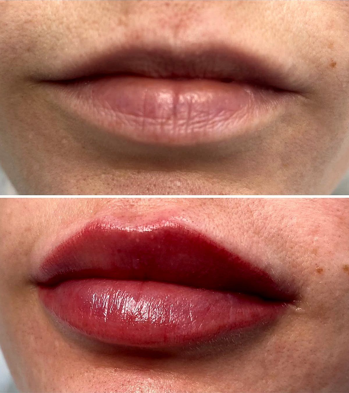 Lips before and after permanent makeup