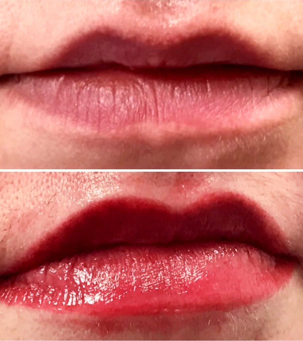 Lips before and after permanent makeup