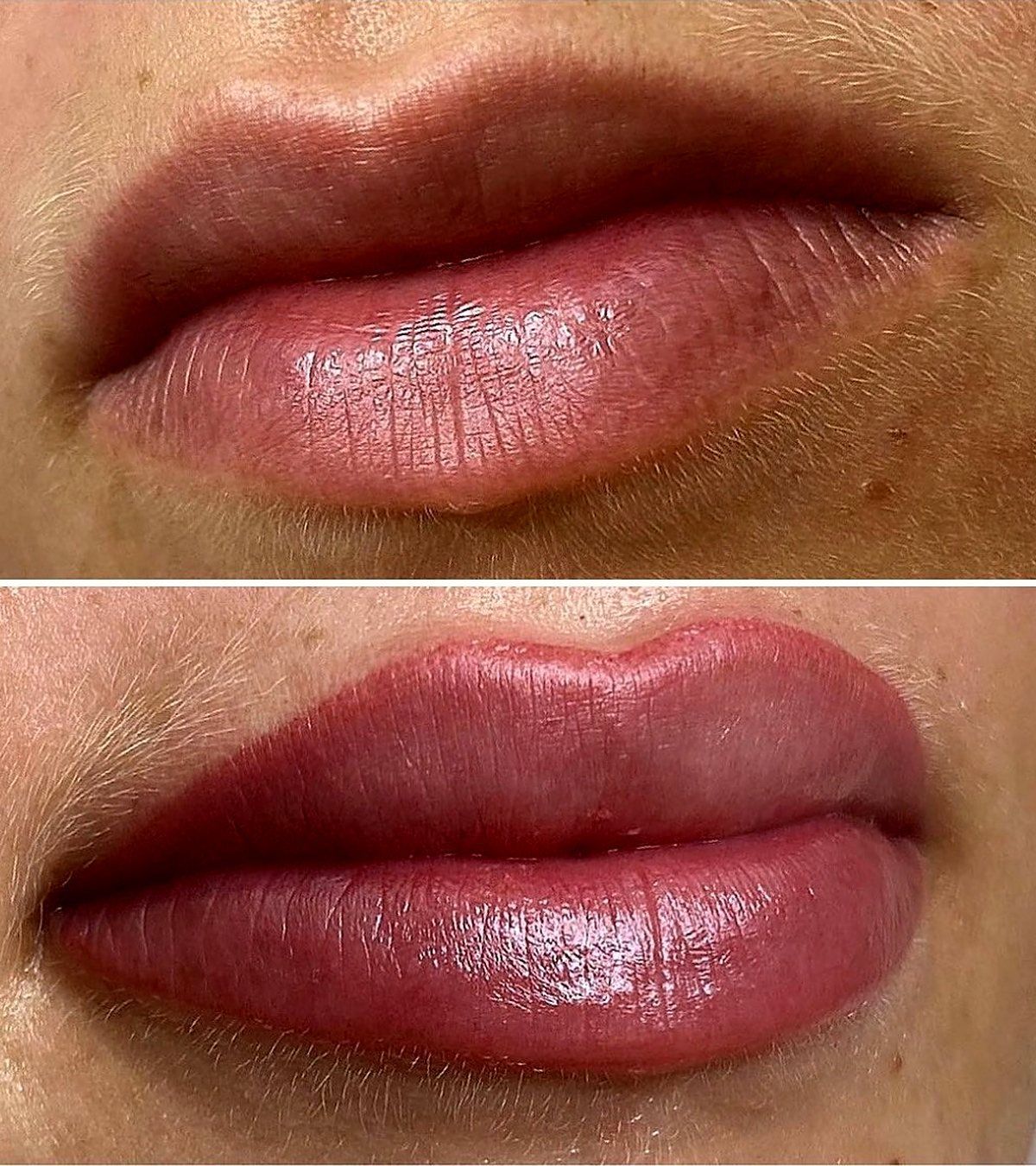 Lips before and after permanent makeup