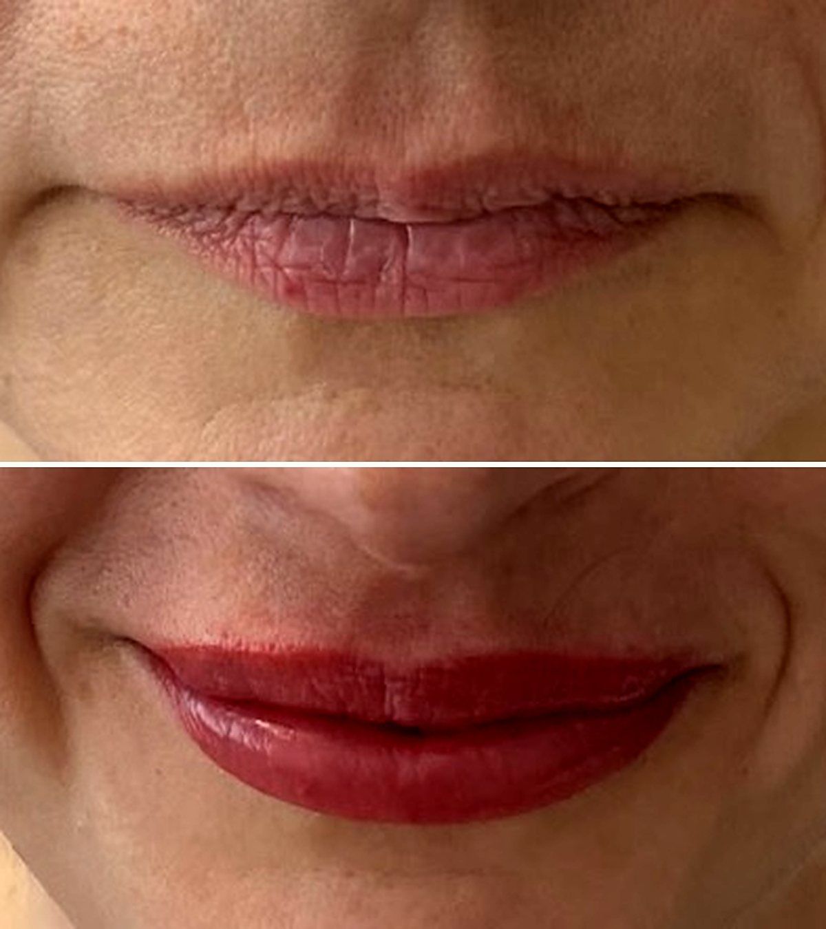 Lips before and after permanent makeup